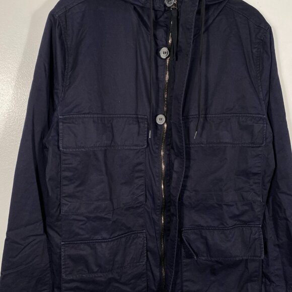 MARNI at H&M Lightweight Full Zip Hooded Cargo Parka Navy men's size 40R / M - Picture 3 of 6